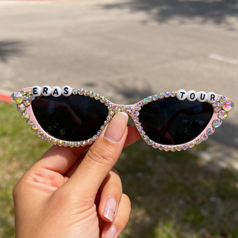Strass-besetzte Katzenaugen-Sonnenbrille Karnz