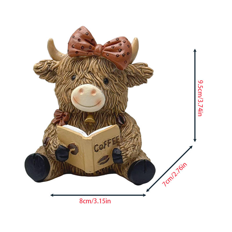 Dekorative Highland-Rind Kaffeefigur Karnz