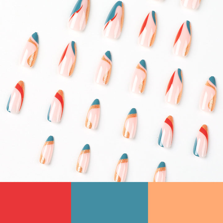 Künstliche Nagelkunst mit kreativem Farbverlauf und Glitzerelementen Karnz