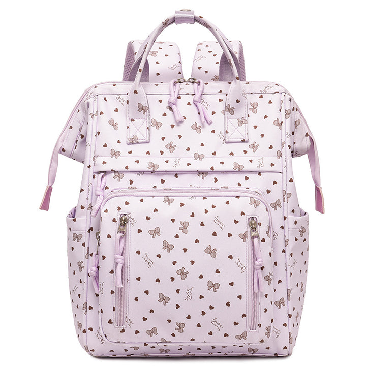 Stylischer Herz-Print Multi-Taschen Rucksack Karnz