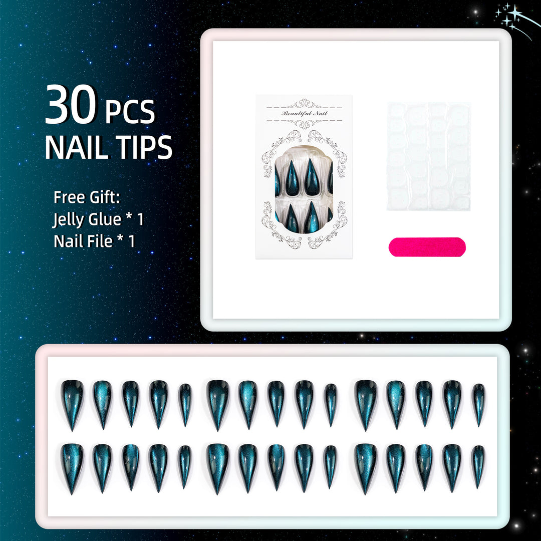 Premium Press-On-Nagelset mit Tropfen-Design