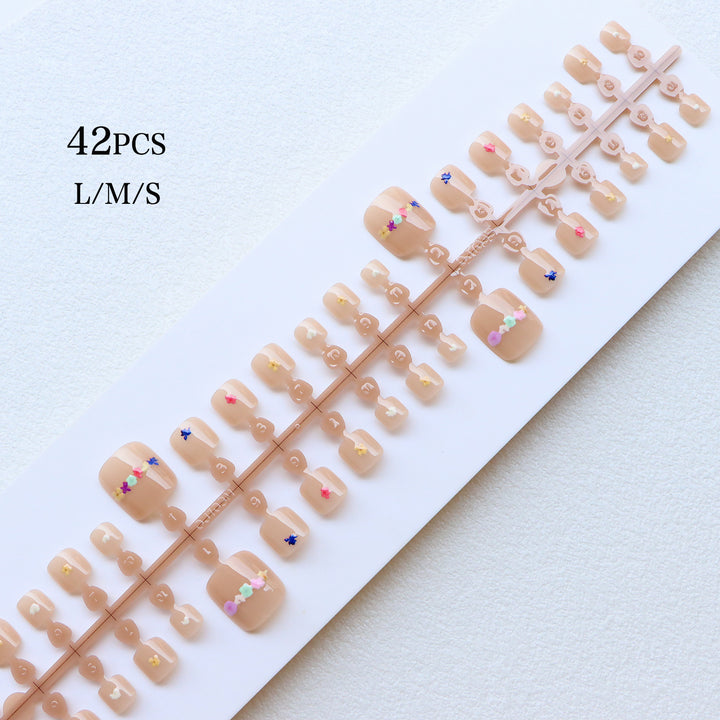 Floral Verziertes Press-On Nagelkunst Set Karnz
