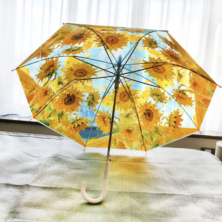 Damen Regenschirm mit lebhaftem Sonnenblumen-Motiv Karnz