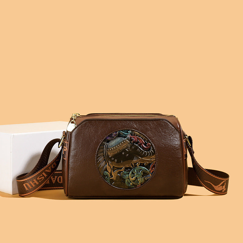 Vintage-inspirierte Leder-Crossbody-Tasche Karnz