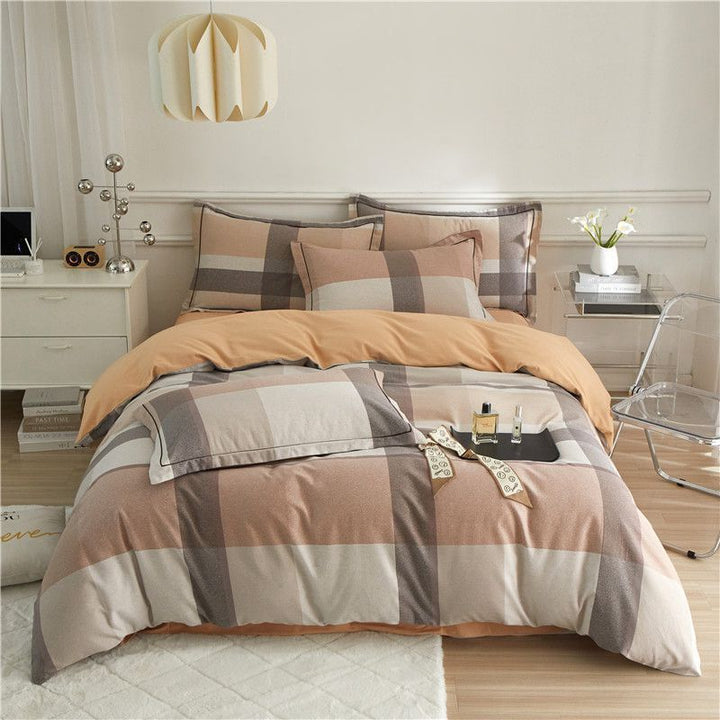Reversible Brushed Cotton Duvet Cover Set with Pine Tree Embroidery