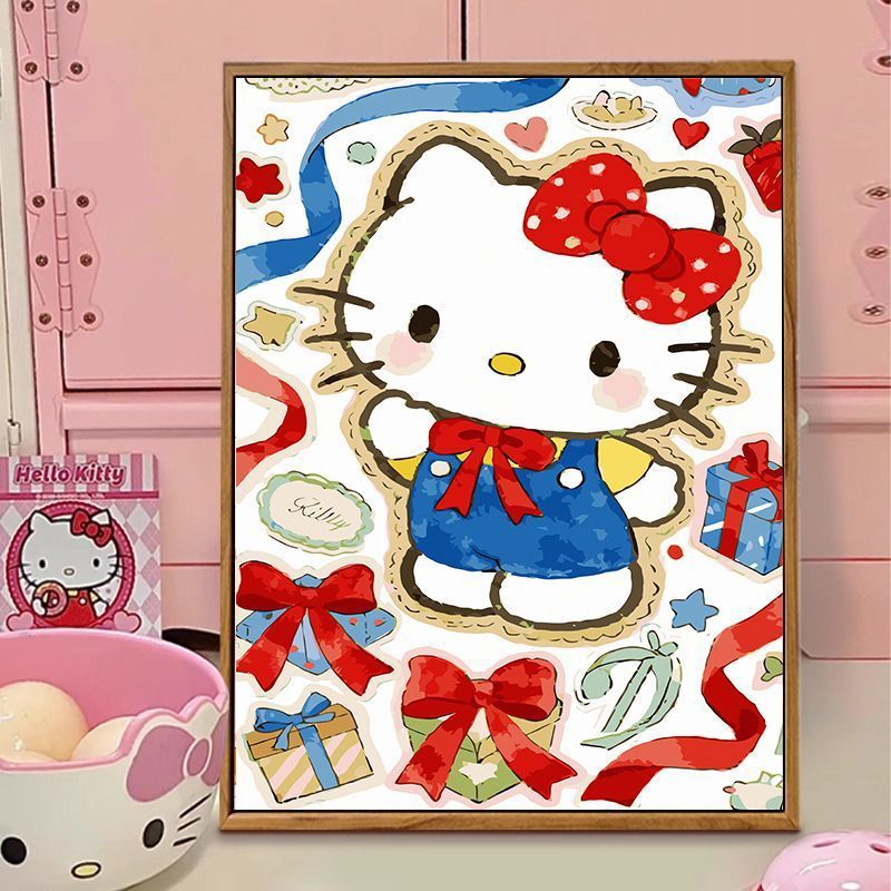 Hello Kitty-Themen Illustration Leinwand Kunst Karnz