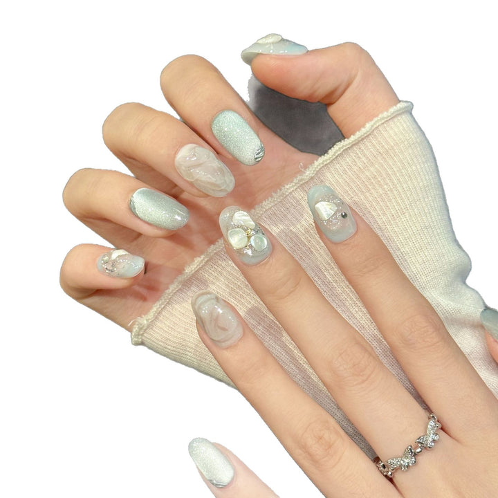 Elegantes Texturiertes Press-On Nagel Set