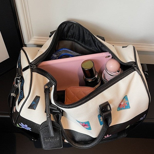 Blumen Canvas Wochenend-Duffel Tasche