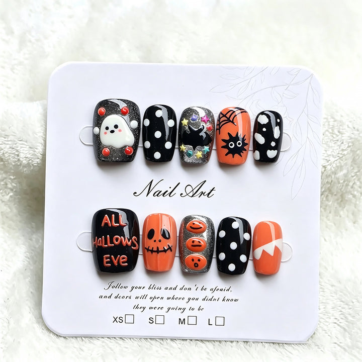 Festliches Halloween-Themen Press-On Nagelset Karnz