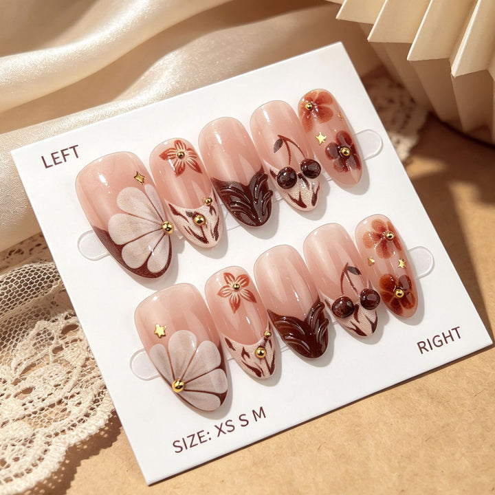 Dekoratives Floral Art Press-On Nagelset