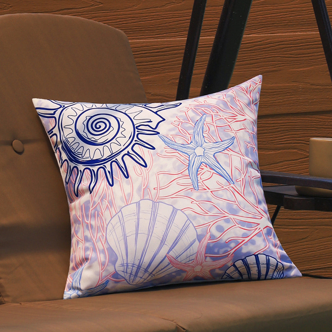 Quadratischer Dekorativer Kissenbezug mit maritimem Seestern‑Print aus pflegeleichtem Polyester Karnz