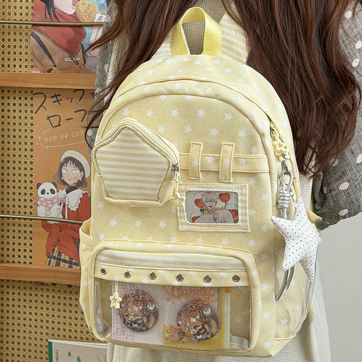Stilvoller Mehrfach-Taschen Klar-Panel Rucksack Karnz