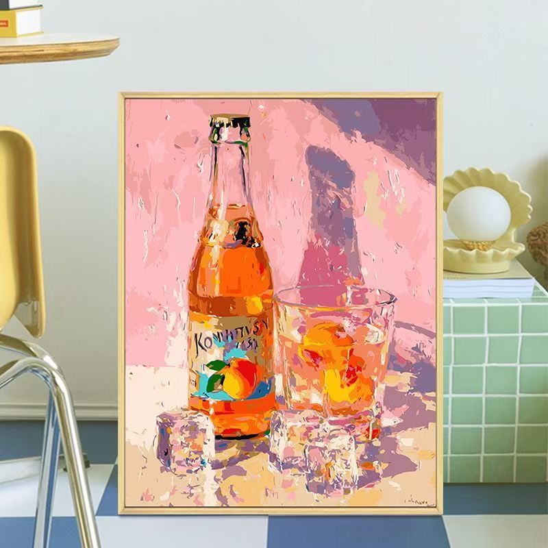 Retro-inspirierte Getränkeflaschen-Canvas-Kunst Karnz