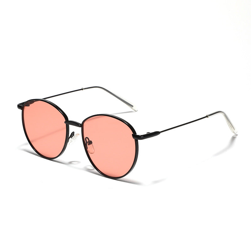 Damen runde Sonnenbrille mit schmalem Metallrahmen und polarisierten Gläsern Karnz