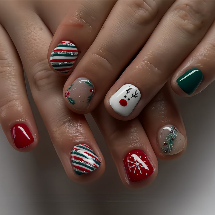 Festliche Feiertags-Themen Press-On Nail Art Karnz