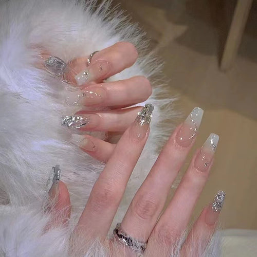 Glamouröse mit Strass besetzte Press-On Nagelset