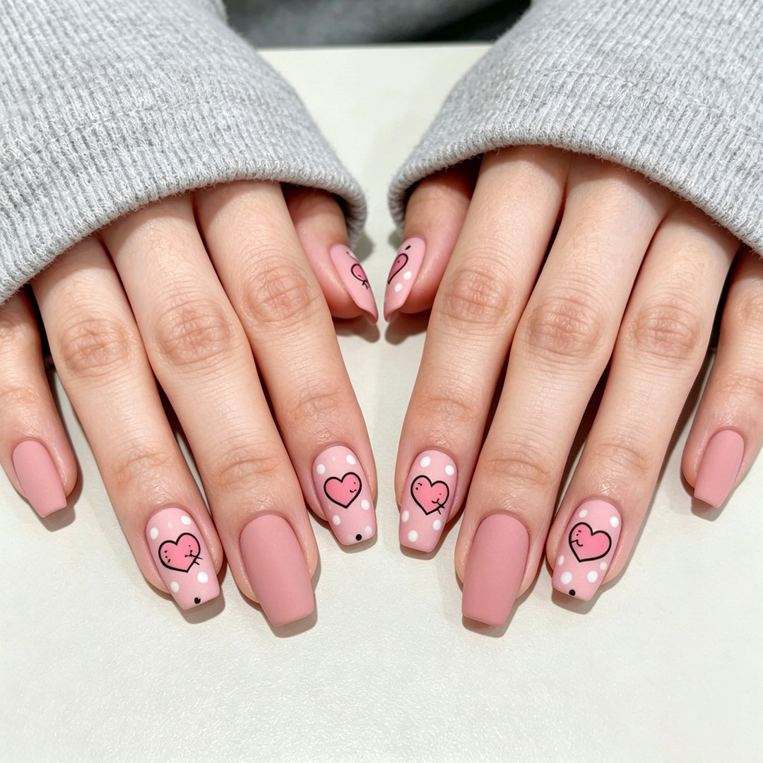 Künstlerische Herz-Themen-Nagelkunst Karnz