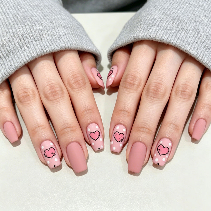 Künstlerische Herz-Themen-Nagelkunst Karnz