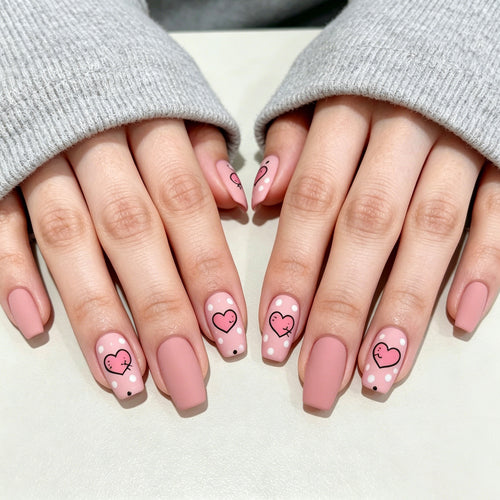Künstlerische Herz-Themen-Nagelkunst Karnz