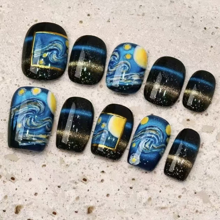 Künstlerische Sternenklare Nacht Press-On Nagelkunst Karnz