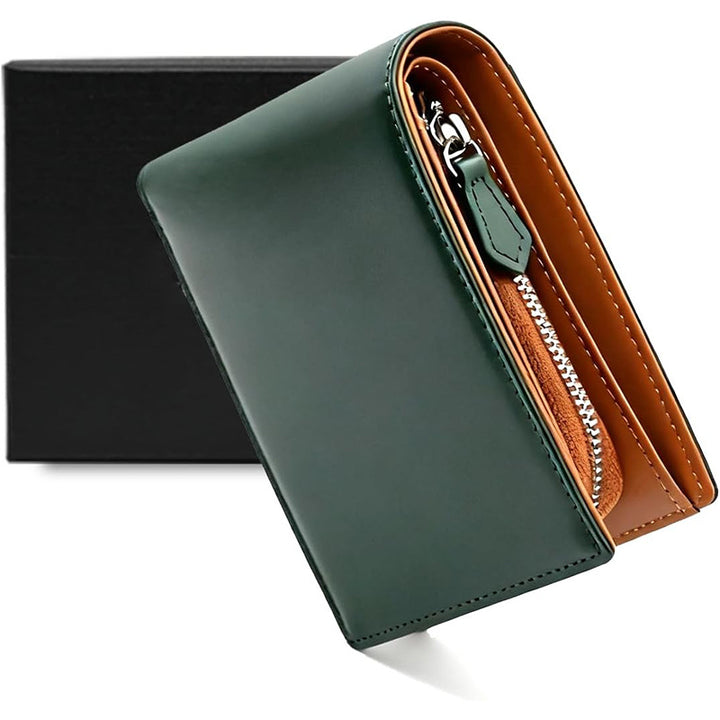 Premium-Leder-Wallet mit Reißverschluss-Münzfach Karnz