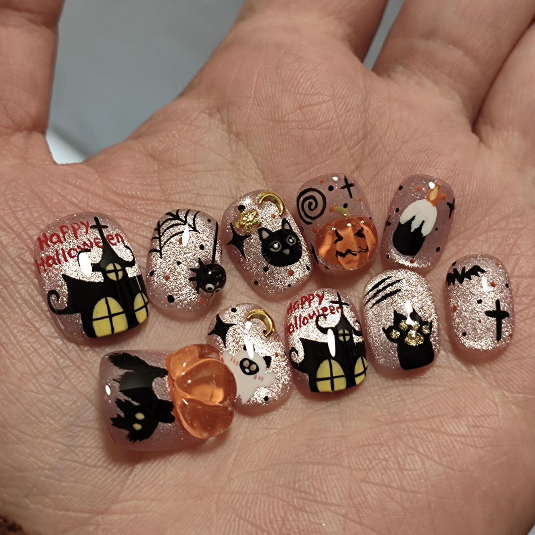 Kreatives, Halloween-Themen Press-On Nagelkunst Set Karnz