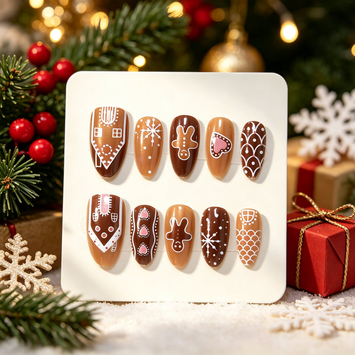 Lebkuchen-Themen Urlaub Press-On Nagelkunst Set Karnz