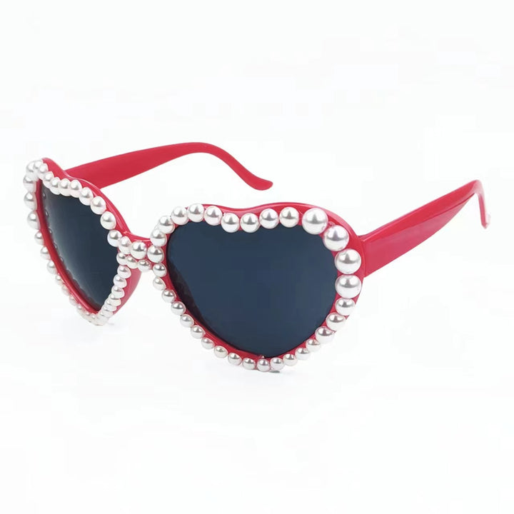 Damen Herzförmige Sonnenbrille mit Glitzerstein-Besatz Karnz