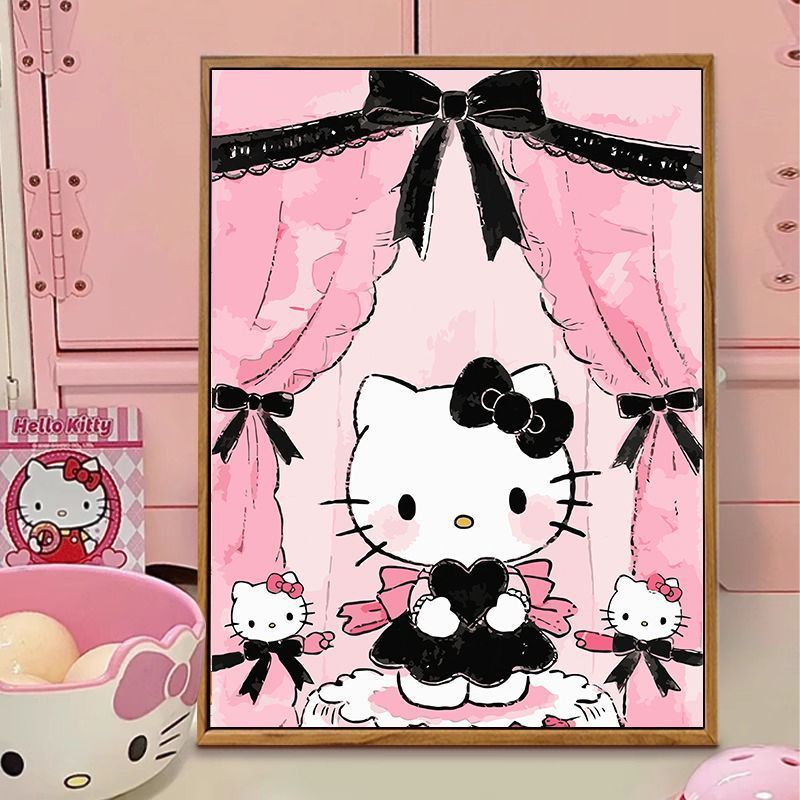 Hello Kitty-Themen Illustration Leinwand Kunst Karnz