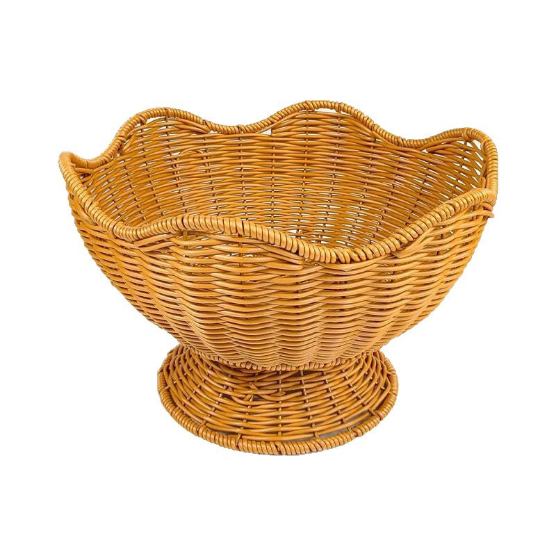 Unisex Rattan Obstschale mit eleganten Wellenlinien Karnz