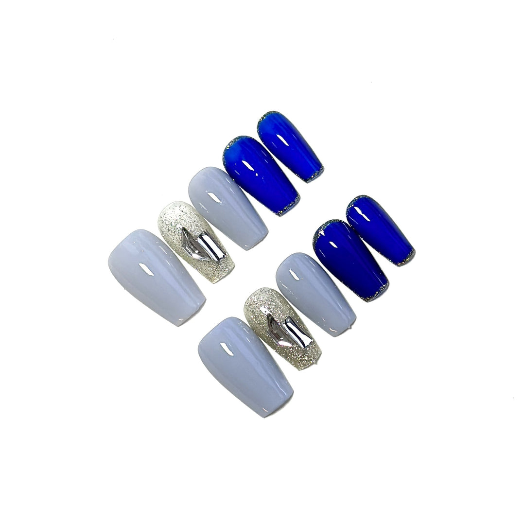 Elegantes Press-On-Nageldesign-Set mit Strass und Farbverlaufseffekt