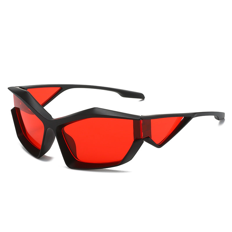 Damen sportliche Performance-Sonnenbrille mit modernem Geometrie-Rahmen Karnz