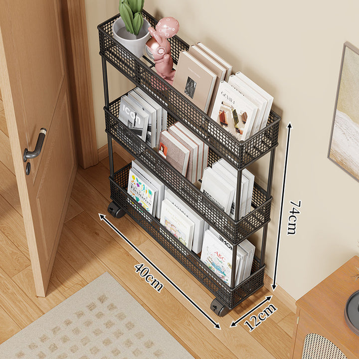 Schlanker vierstufiger Metallgitter schmaler Bücherregal-Organizer