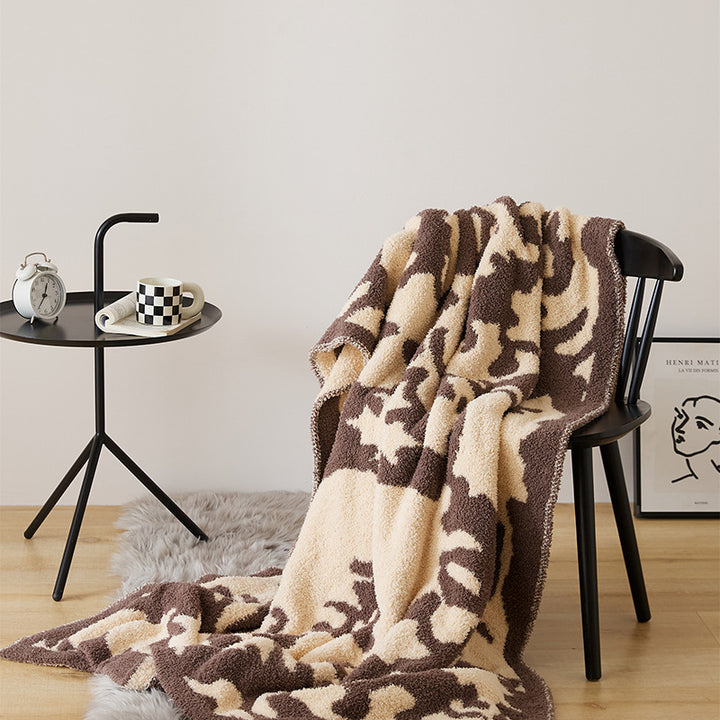 Plüsch Wendbare Sherpa Fleece Throw-Decke mit Übergröße Damaskus-Muster