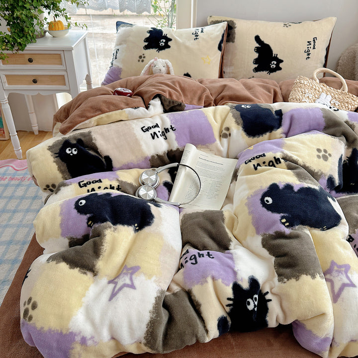 Ultra-Plüsch Teddy-Motiv Mikrofleece Komfortdecke mit gestepptem Loft