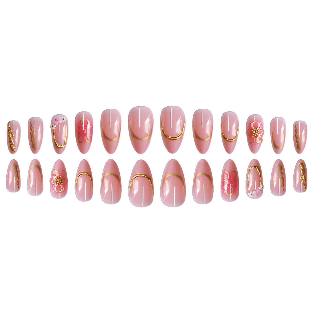 Dekorative Florale Press-On Nagelkunst Set Karnz