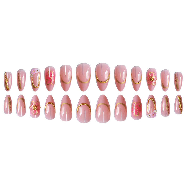 Dekorative Florale Press-On Nagelkunst Set Karnz