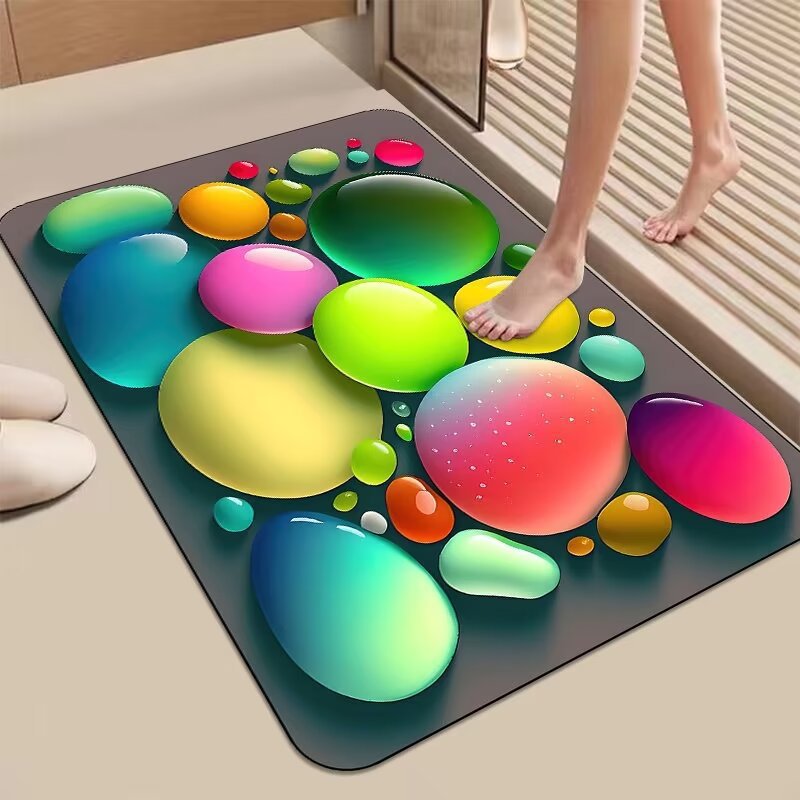Dekorativer 3D Kieselstein-Design Badematte Karnz