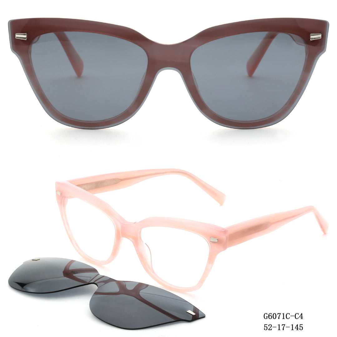 Damen modische Cat-Eye Sonnenbrille mit abnehmbaren Gläsern Karnz