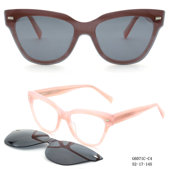Damen modische Cat-Eye Sonnenbrille mit abnehmbaren Gläsern Karnz