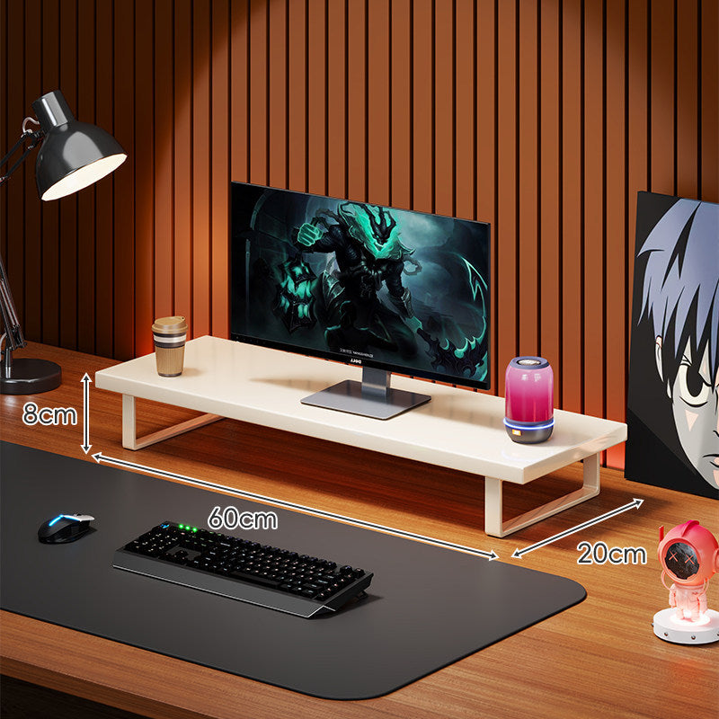 Massivholz-Monitorständer mit minimalistischem U-Rahmen aus Metallbeinen