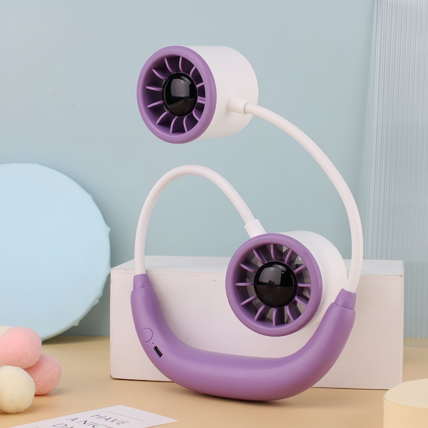 Damen tragbarer Nackenventilator mit dualen Kühlgebläse Karnz