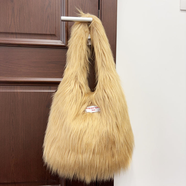 Gemütliche Kunstpelz Hobo-Tasche
