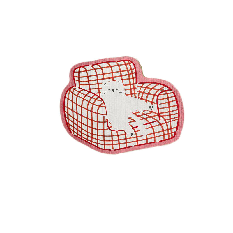 Wall-Mounted Cat Scratching Pad and Door Protector with Plush Sofa Illustration