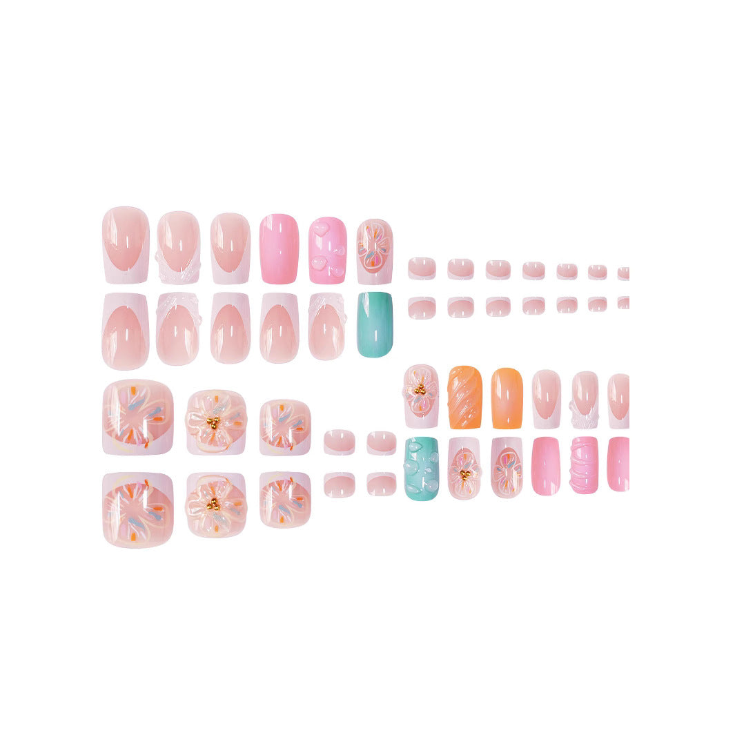 3D Floral Decorative Press-On Nails Set Karnz