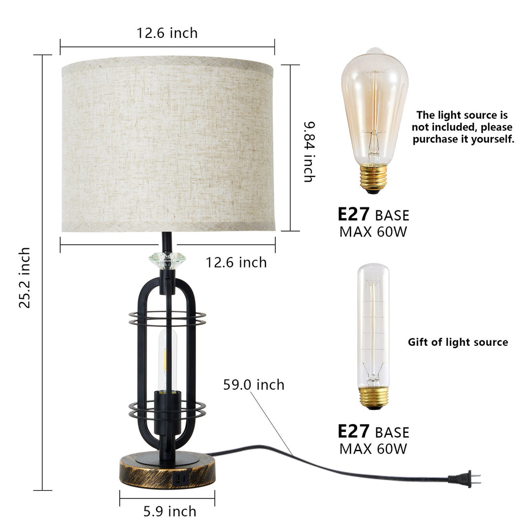 Retro-inspirierte Schreibtischlampe mit dualen USB-Anschlüssen