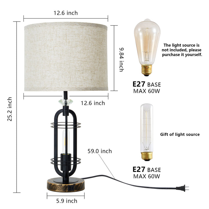 Retro-inspirierte Schreibtischlampe mit dualen USB-Anschlüssen