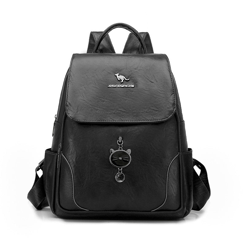 Süßer katzenmotivierter Leder-Rucksack Karnz