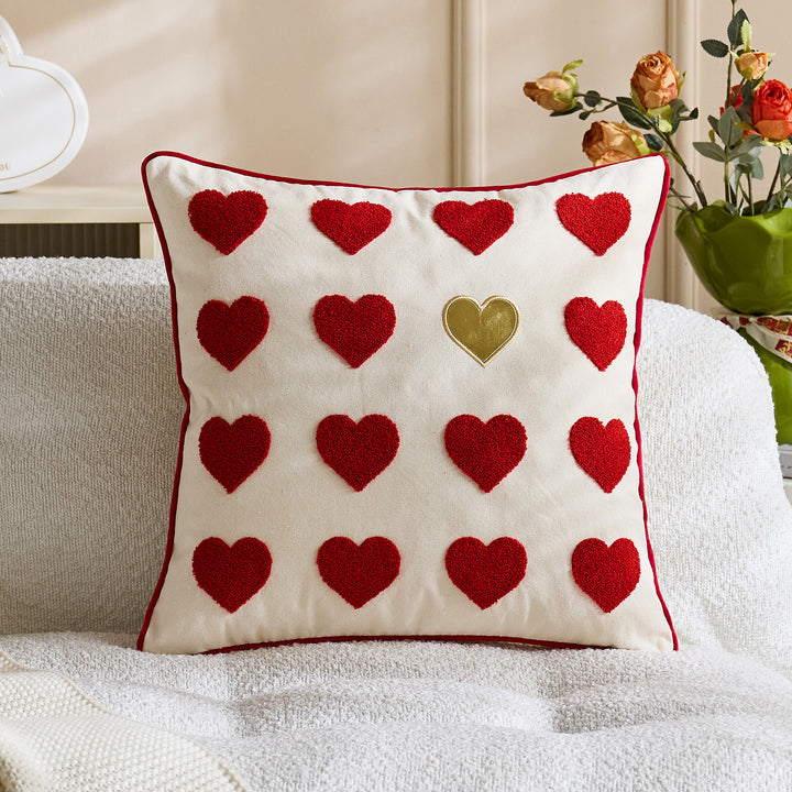 Bestickte Script Love Kissenbezug mit tufted Herz