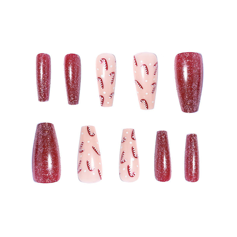 Künstlerisches Glitter Press-On Nagelset Karnz